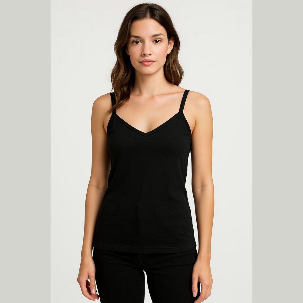 Forever 21 Ribbed Tank Top - Women's L - Black V-Neck